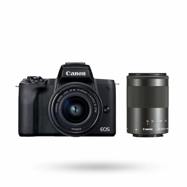 These are product images of Canon M50 Mark II ZoomMax Combo on rent by SharePal.