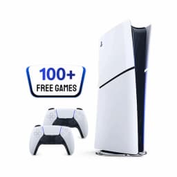 These are product images of Rent PS5 Console with 100+ games combo w/2 Controllers by SharePal.