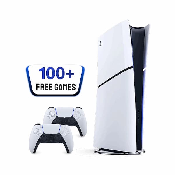 These are product images of Rent PS5 Console with 100 games w/2 Controller by SharePal.