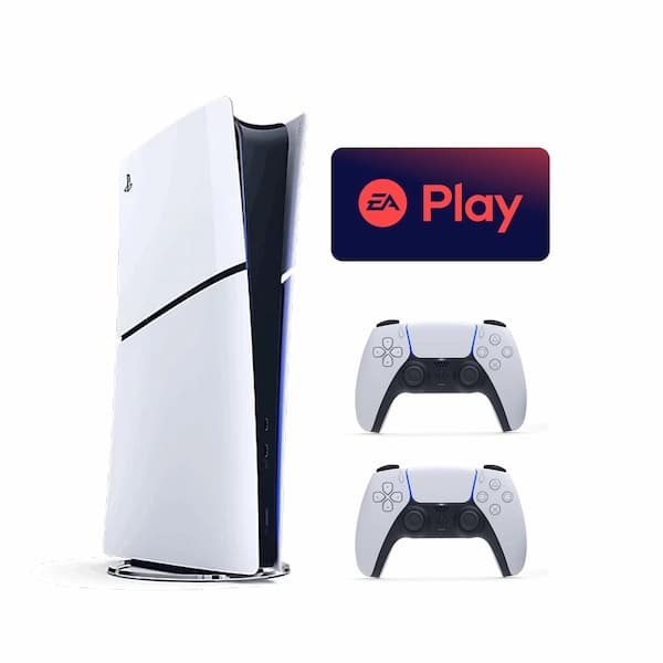 These are product images of Rent PS5 Console with ea play combo w/2 Controllers by SharePal.