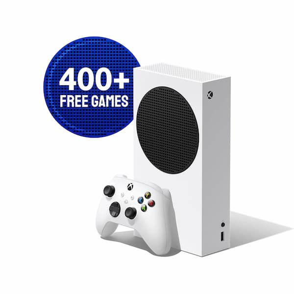 These are product images of Xbox Series S w/2 with game pass Controllers on rent by SharePal.